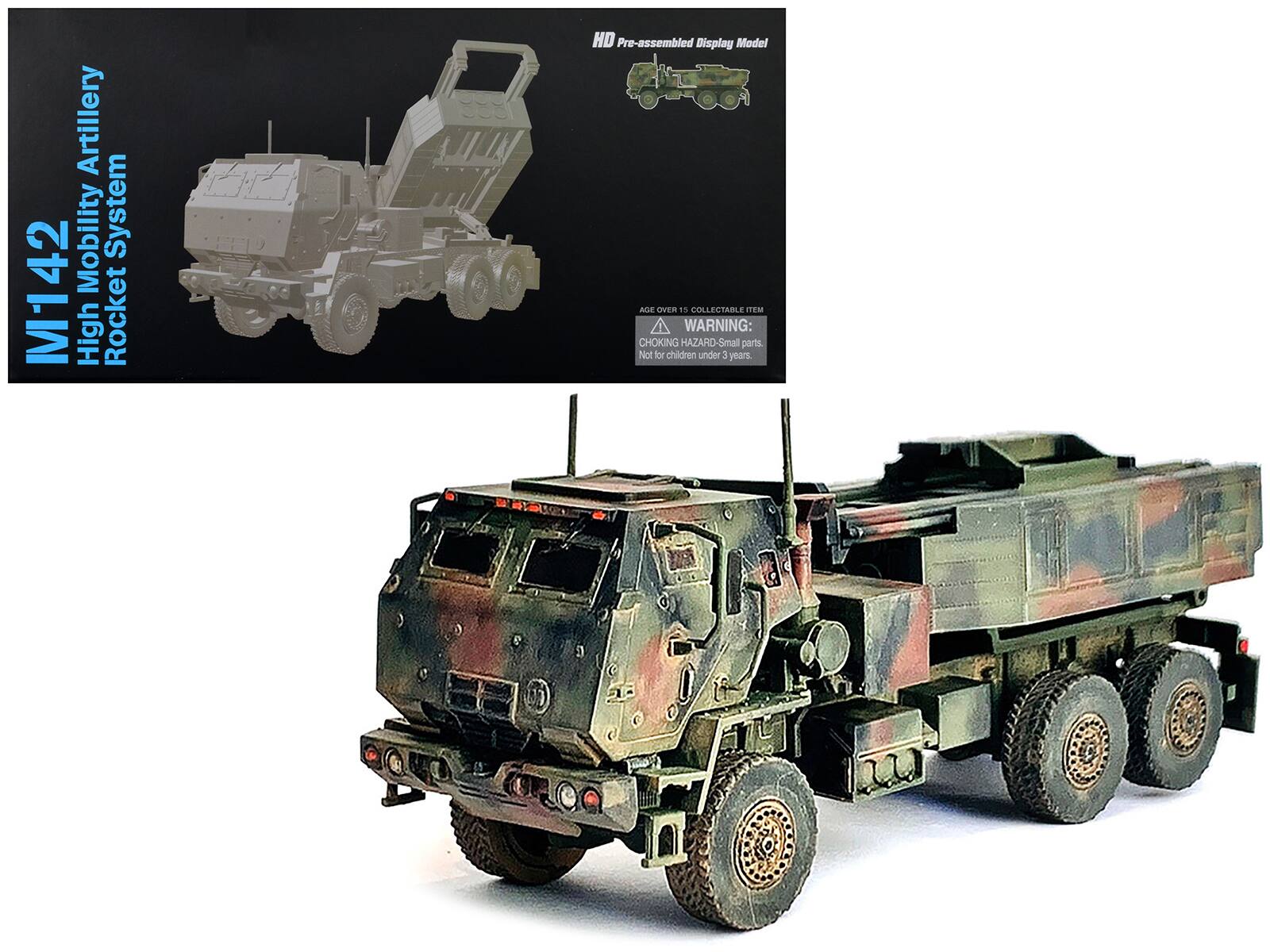 M1-42 High Mobility Artillery Rocket System

HD Pre-assembled Display Model

AGE OVER 15 COLLECTABLE ITEM

WARNING: CHOKING HAZARD - Small parts. Not for children under 3 years.