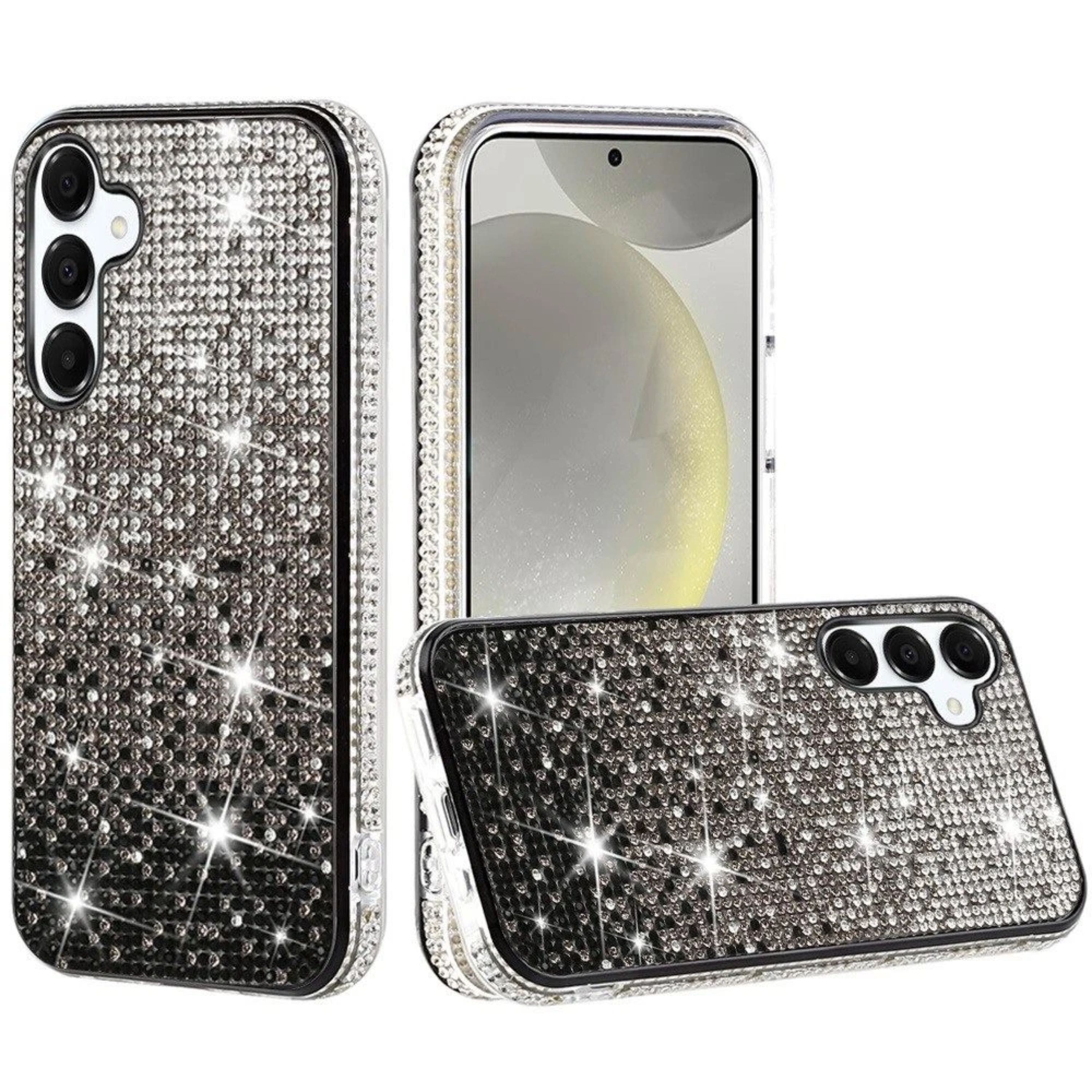 Kitcheniva - Party Full Bling Diamond Phone Cover Plus Tempered Glass For Samsung S25/S24 - Black price history on PriceWatchPro