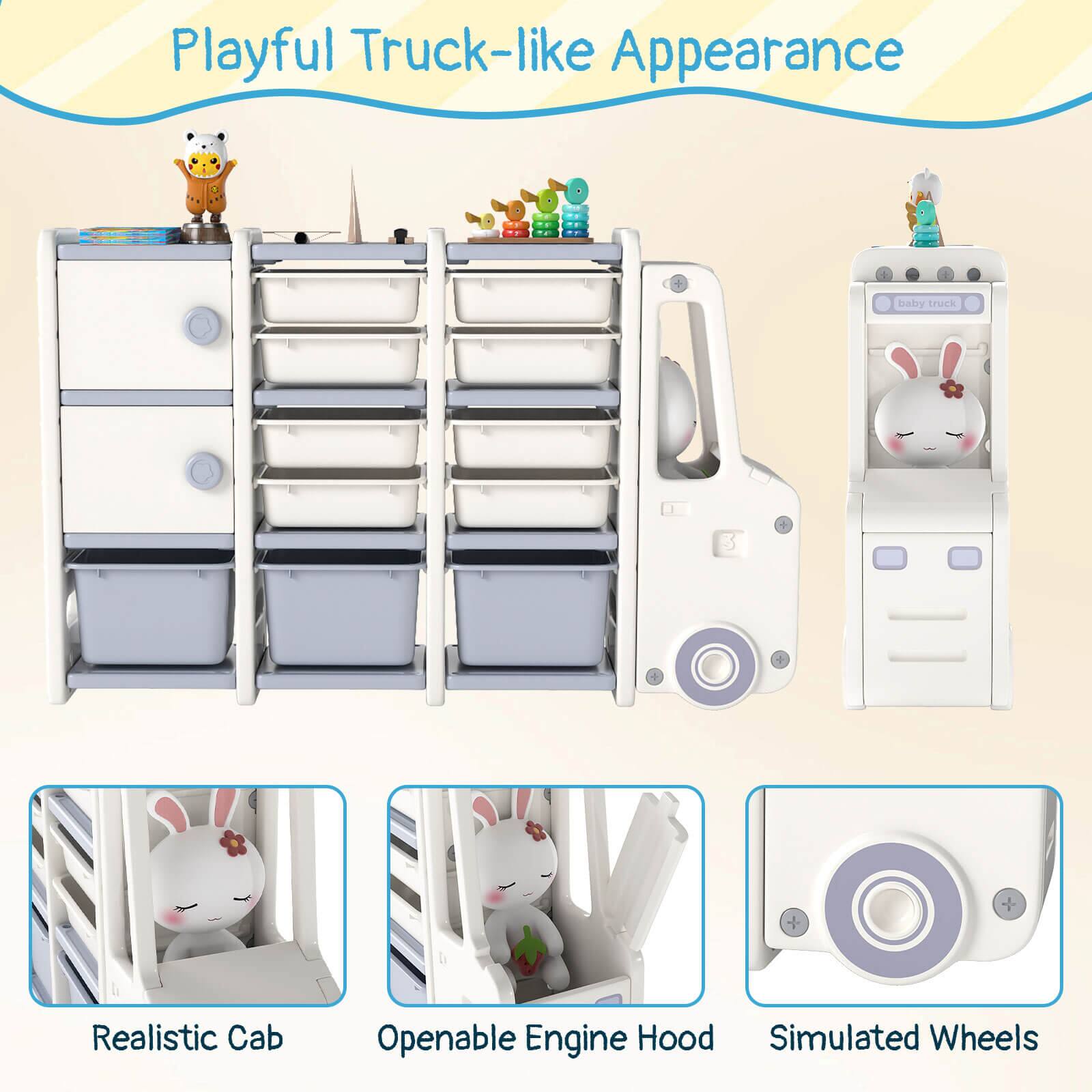 Playful Truck-like Appearance

- Realistic Cab
- Openable Engine Hood
- Simulated Wheels