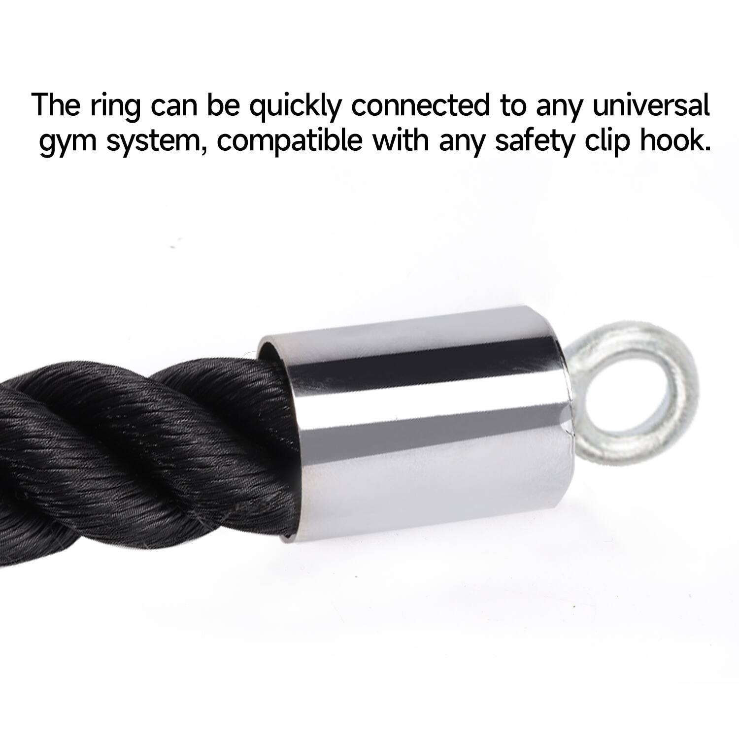 The ring can be quickly connected to any universal gym system, compatible with any safety clip hook.