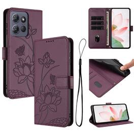 Dteck - Shockproof Wallet Case for Motorola G 5G (2025) with Detachable Wrist Strap, Protective PU Leather Folio Stand Cover - Winered