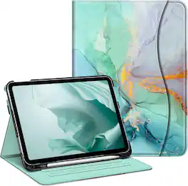 Fintie - Folio Case for iPad (A16) 11-inch 2025 and iPad 10th Gen 10.9 inch 2022, Multi-Angle Viewing Protective Stand Cover - Emerald Marble