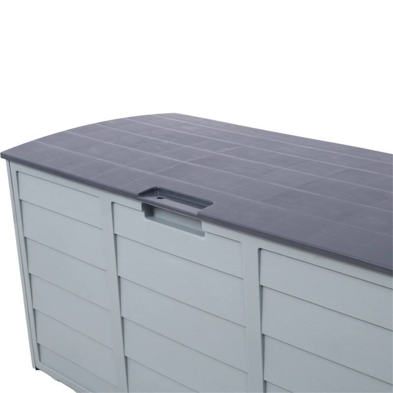 Alt View 8. HTUTWOO - Pool Deck Box Storage - 75 Gallon Resin Deck Box with Wheels, Waterproof Organization and Storage for Tools Pool Toys - Gray.
