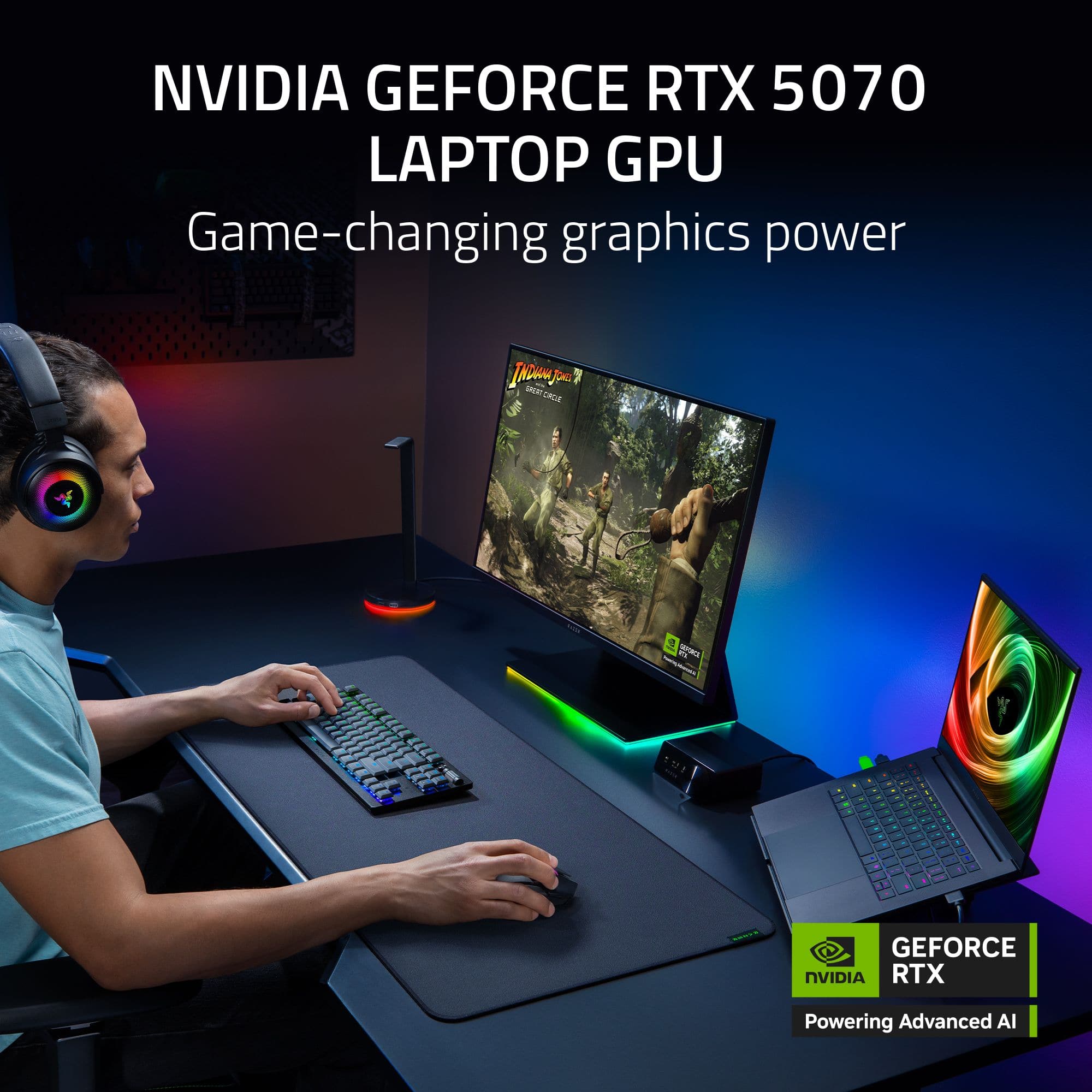 NVIDIA GEFORCE RTX 5070 LAPTOP GPU
Game-changing graphics power
GEFORCE RTX
Powering Advanced AI