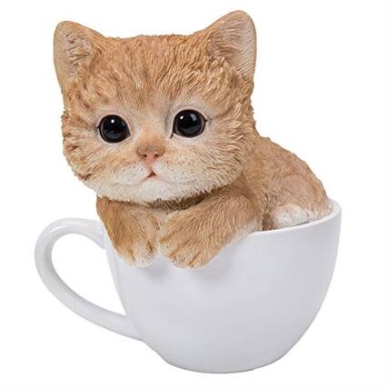 Front. Pacific Trading - Adorable Teacup Pet Pals Cat Kittens Collectible Figurine 5.75 Inches - Orange.