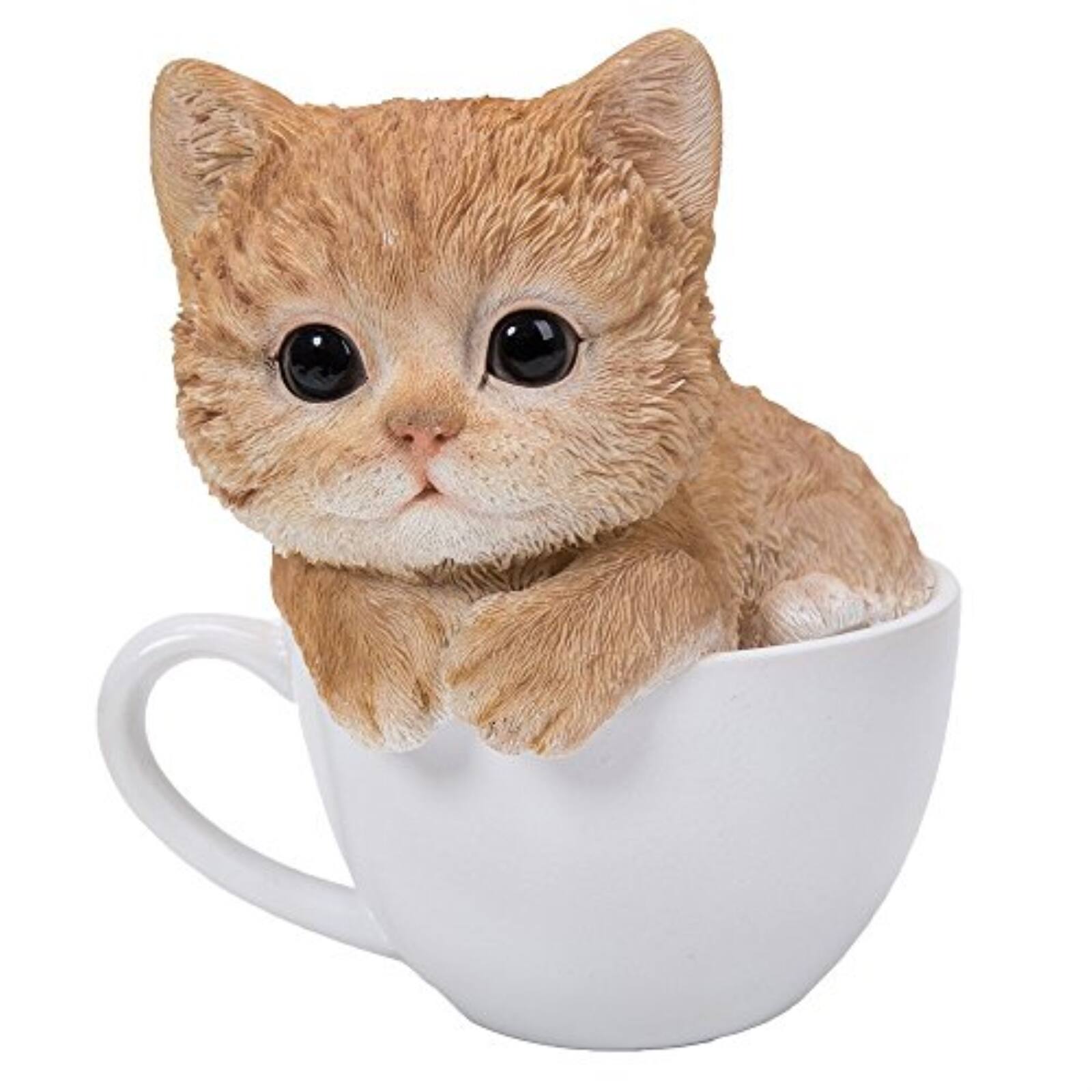 Front. Pacific Trading - Adorable Teacup Pet Pals Cat Kittens Collectible Figurine 5.75 Inches - Orange.