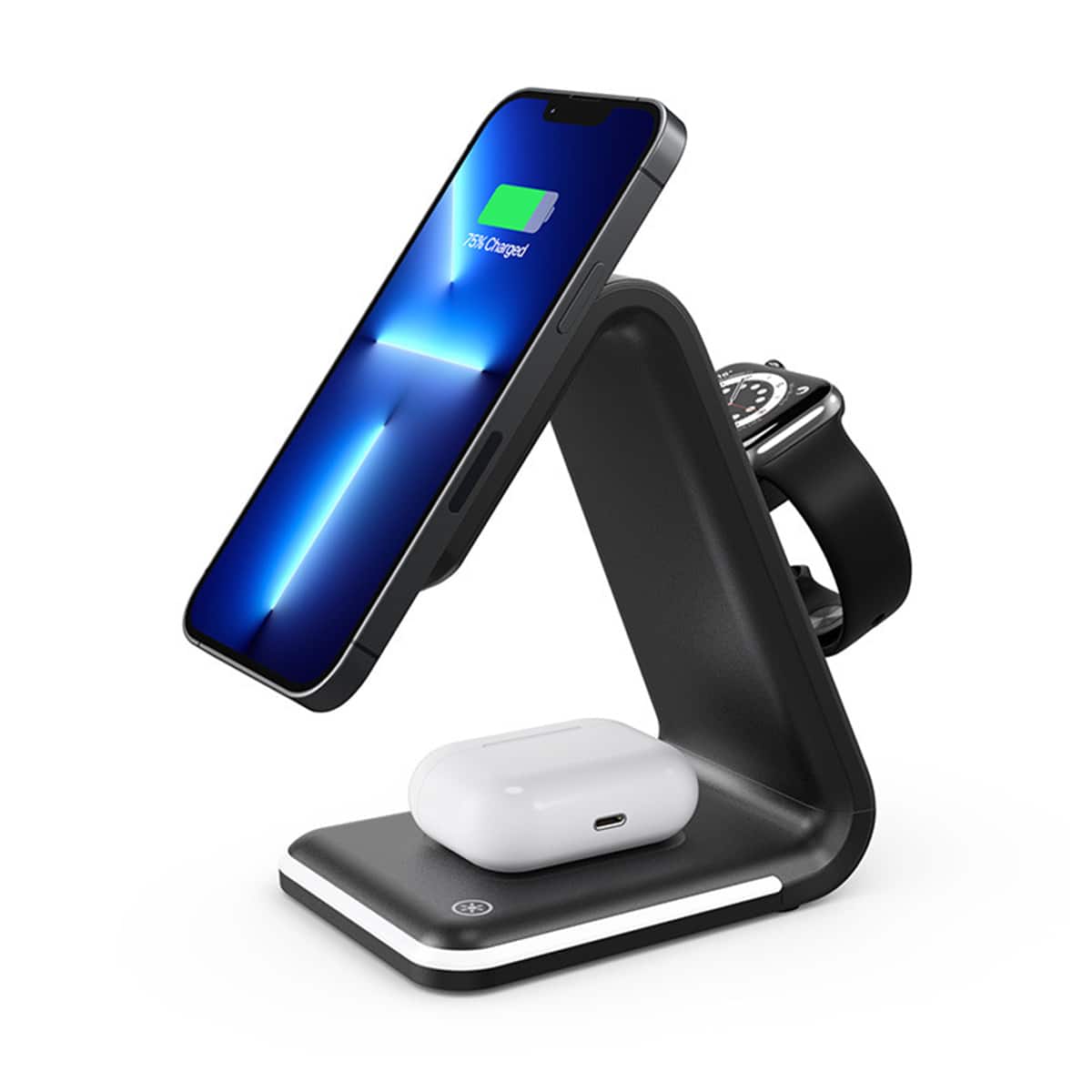 RISOKEYS - MagSafe 3-in-1 Fast Wireless Charger - Power Adapter Compatible with Apple iPhone Series, Magnetic iWatch Charging - Black