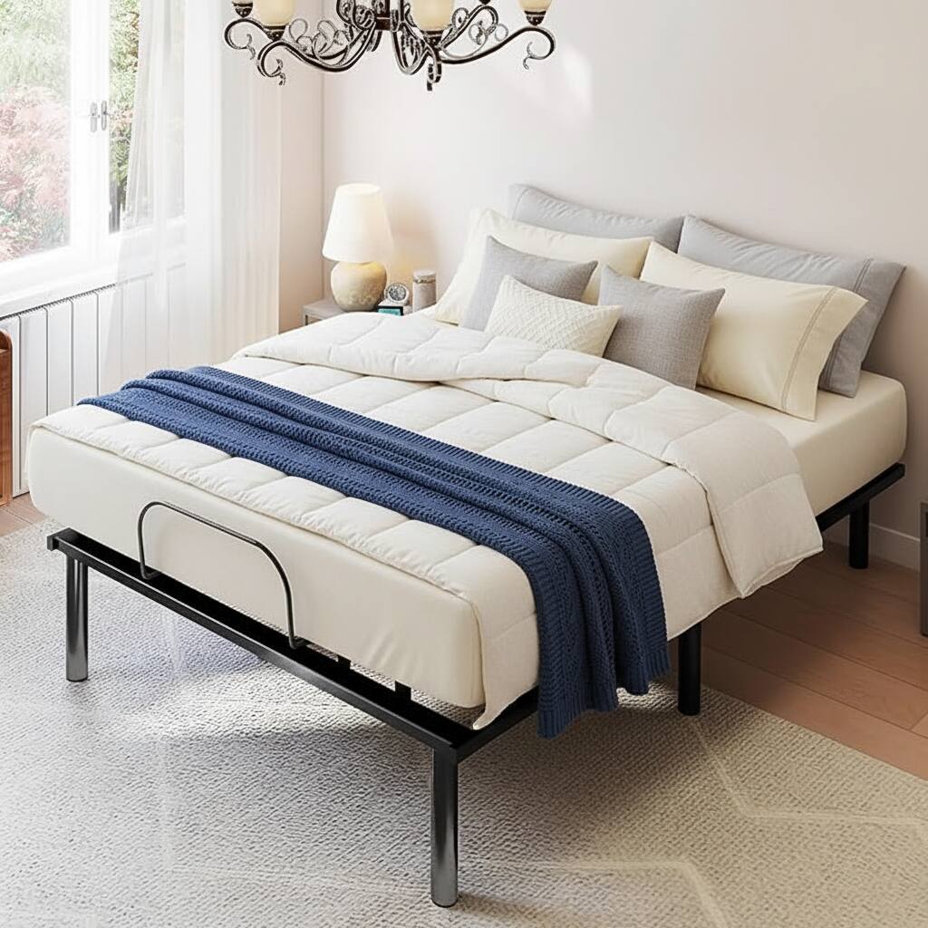 Alt View 4. AOITUN - Full Size Electric Adjustable Bed Frame, Ergonomic Smart Base with Dual USB Ports & Wireless Remote - black.