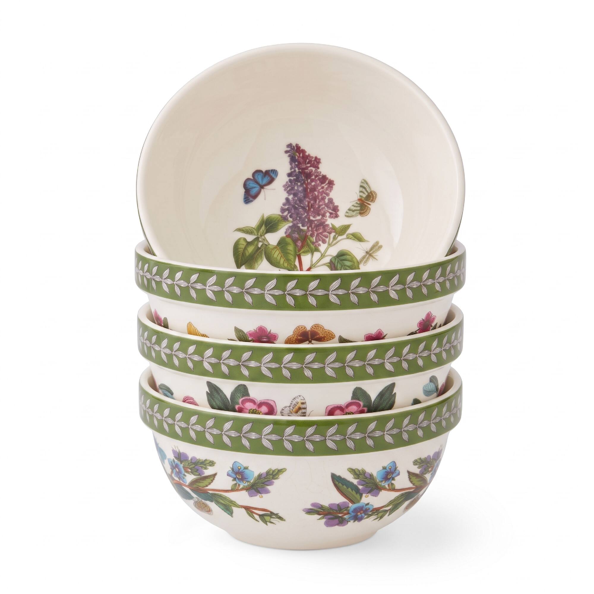 Front. Portmeirion - Portmeirion Botanic Garden Etchings 5.5" Stack Bowl - Set of 4 - Multicolored.