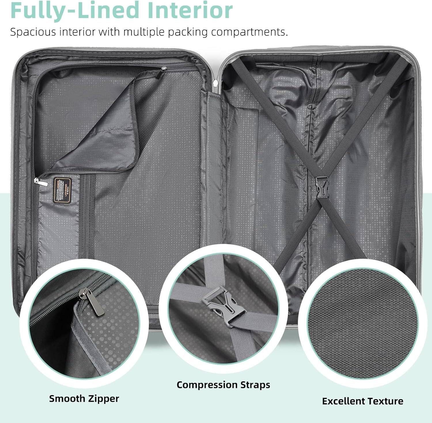 Fully-Lined Interior  
Spacious interior with multiple packing compartments.  

Smooth Zipper  
Compression Straps  
Excellent Texture