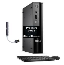 Dell - Pro Micro QCM1250 Mini Desktop (Ultra 5-235T, 16GB, 512GB SSD, Integrated Graphics, WiFi 6E, Win 11 Pro) w/USB Hub - Black
