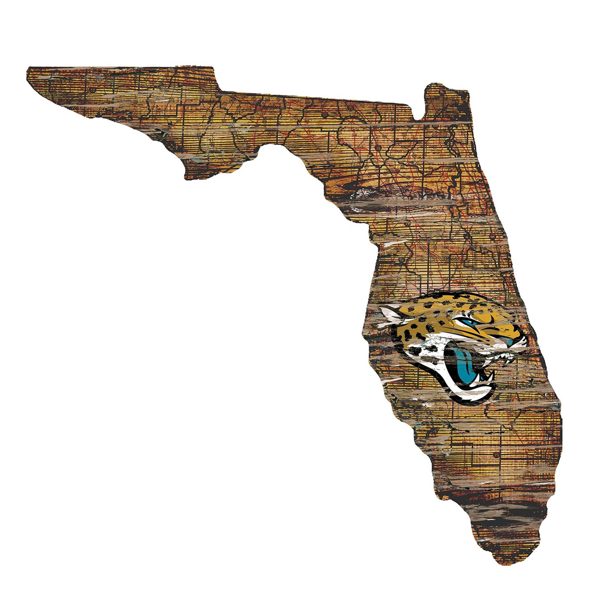 Front. Fan Creations - 23.5" x 23.5" Distressed State with Logo Sign - Multicolor.