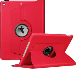 Fintie - 360° Rotating Case for iPad 9th / 8th / 7th Generation 10.2 Inch | Shockproof Cover with Pencil Holder Auto Wake/Sleep - Red