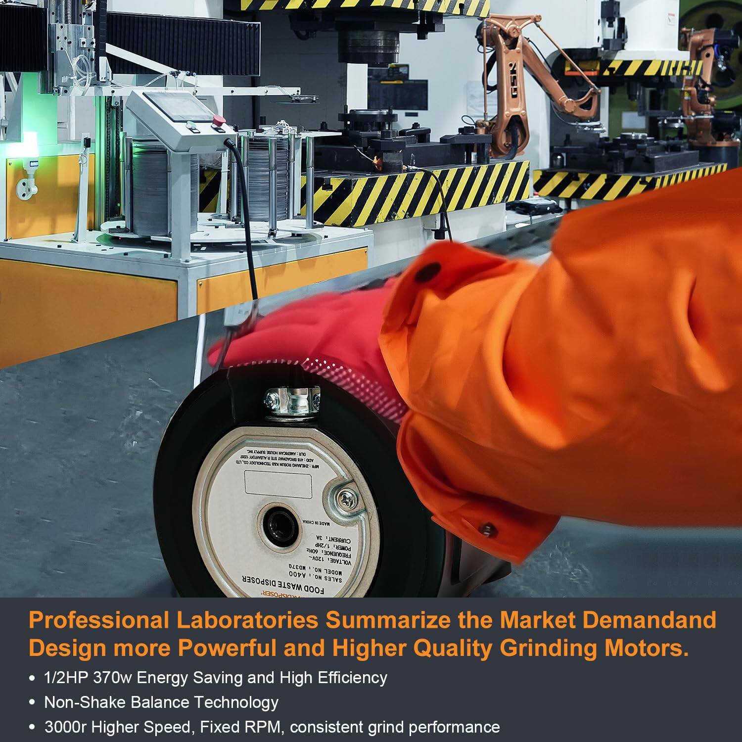Professional Laboratories Summarize the Market Demand and Design more Powerful and Higher Quality Grinding Motors.

- 1/2HP 370w Energy Saving and High Efficiency
- Non-Shake Balance Technology
- 3000r Higher Speed, Fixed RPM, consistent grind performance
