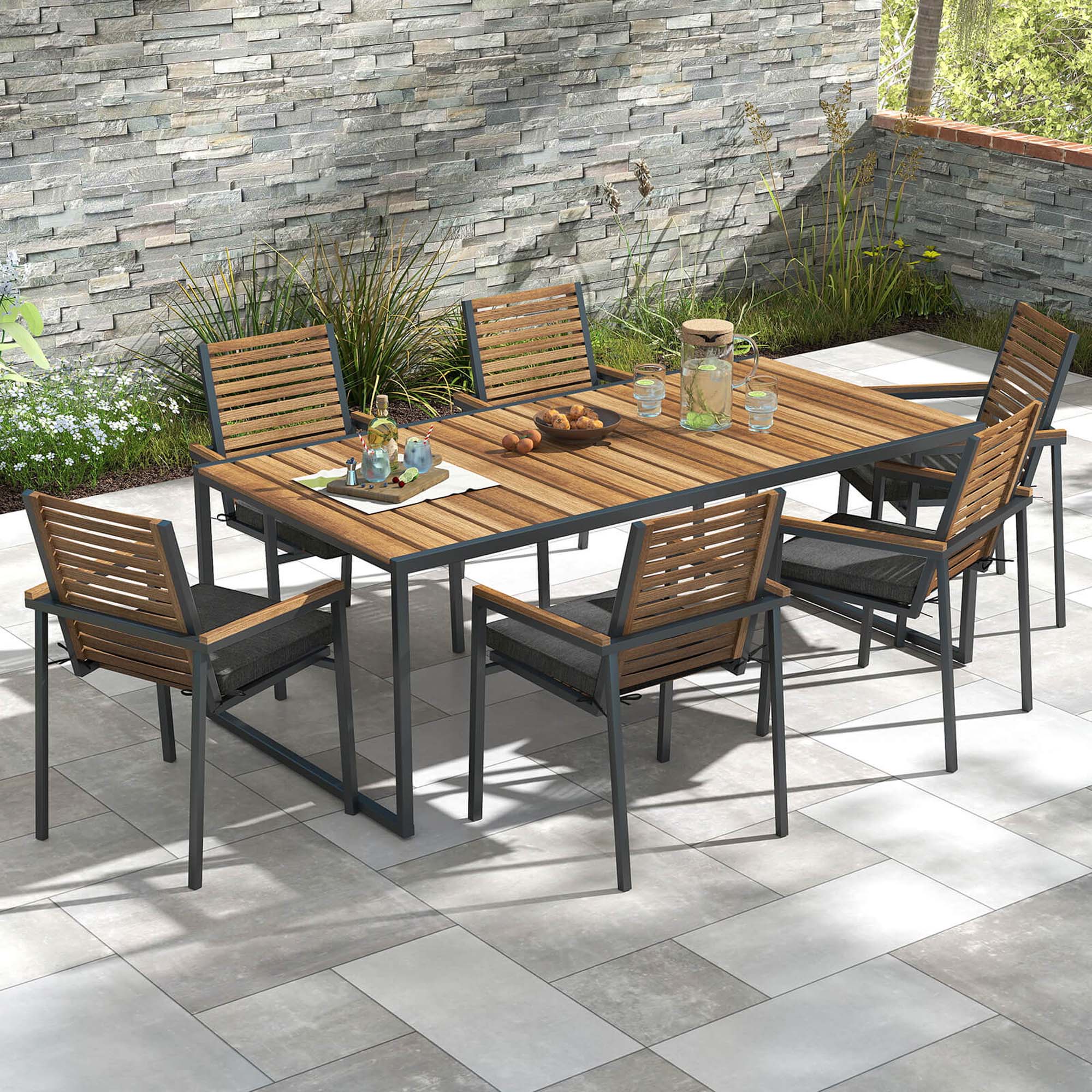 Alt View 1. Costway - Costway Outdoor Chair Cushion Set of 6 Waterproof Fade-Resistant Olefin Seat Cushions - Gray.