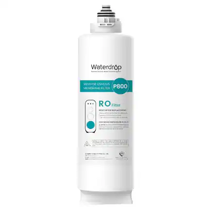Waterdrop
Reverse Osmosis Water Filtration System
REVERSE OSMOSIS
MEMBRANE FILTER
P800
RO Filter
RESET AFTER REPLACEMENT:
- Flush the filter with water for 30 minutes
- Then flush the system for 30 minutes
- Feed water temperature: 41-100°F
- Do not use with water that is microbially unsafe
Qingdao Eopure Filter Co., Ltd
Address: No. 188, Jiaozhou Road, Jiaozhou City, Shandong Province, China
Email: info@waterdrop.com
Website: www.waterdrop.com