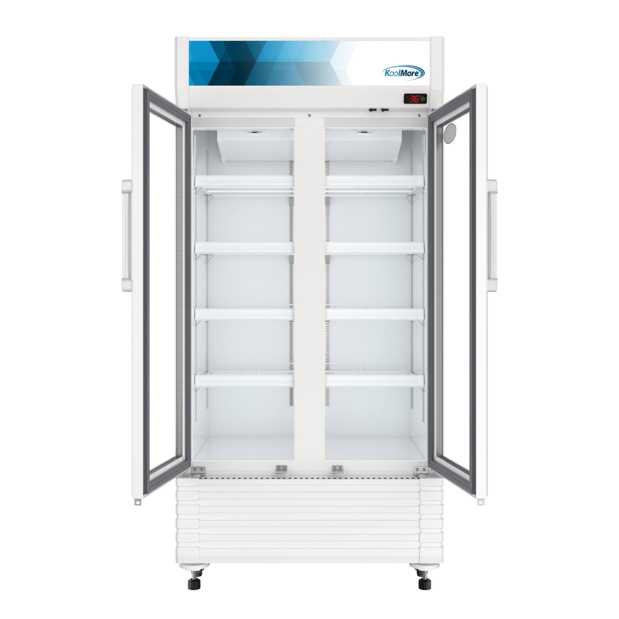 Alt View 3. Koolmore - 35 in. Commercial 2-Glass Door Merchandiser Refrigerator, 16.5 cu. ft. in White (KM-MDR-2GD-35) - White.