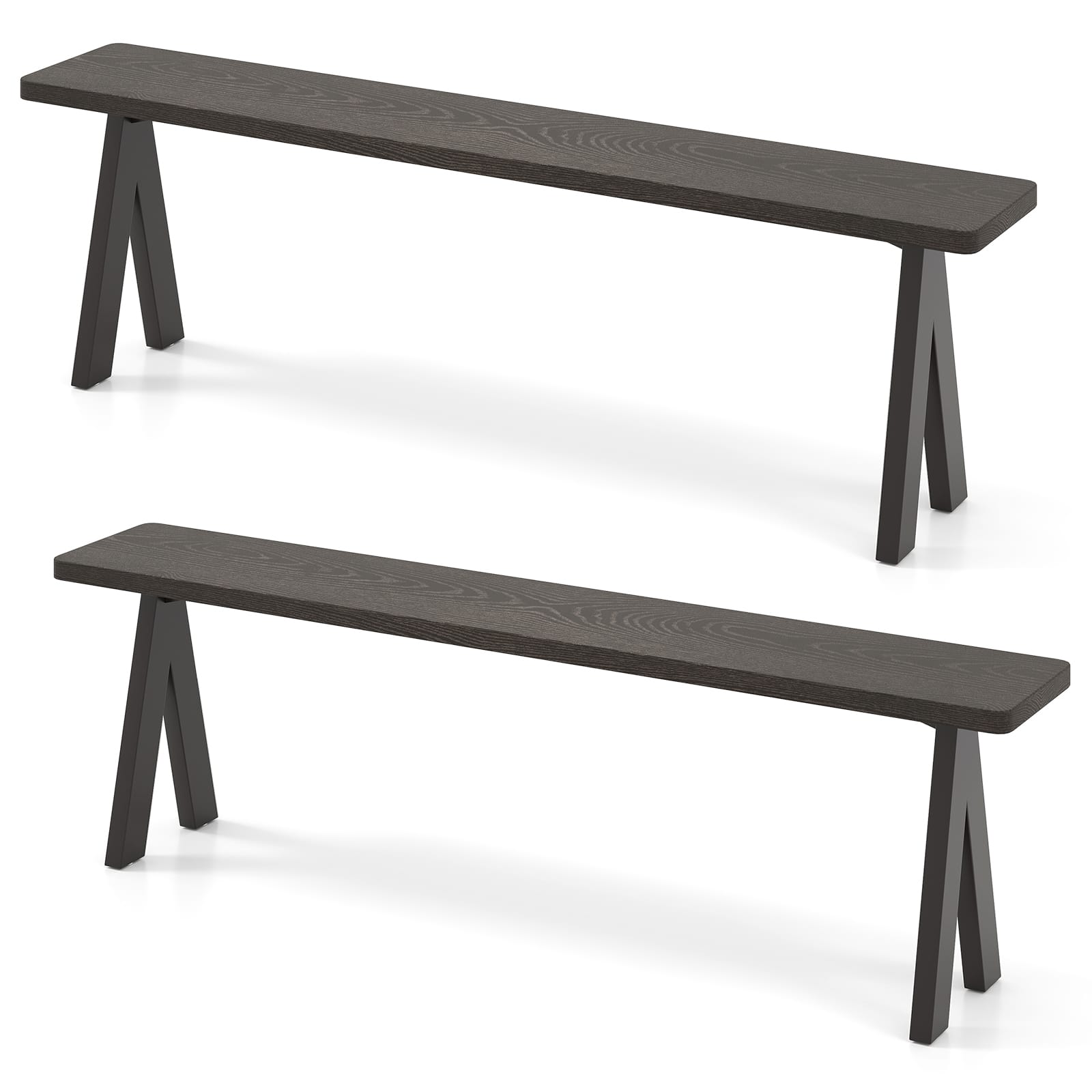 Gymax - 3-Person Outdoor Bench Set of 2 w/ 800 LBS Bearing Capacity for Garden - Dark Brown price history on PriceWatchPro