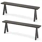 Front. Gymax - Gymax 3-Person Outdoor Bench Set of 2 w/ 800 LBS Bearing Capacity for Garden - Dark Brown.