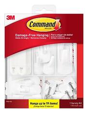 3M Command Brand
Damage-Free Hanging
Para colgar sin dañar
Sujeta firmemente
Holds Strongly + Removes Cleanly
No deja residuos al retirar
Hangs up to 19 items!
Cuelga hasta 19 objetos!
1 Variety Kit
1 Kit multi-uso
