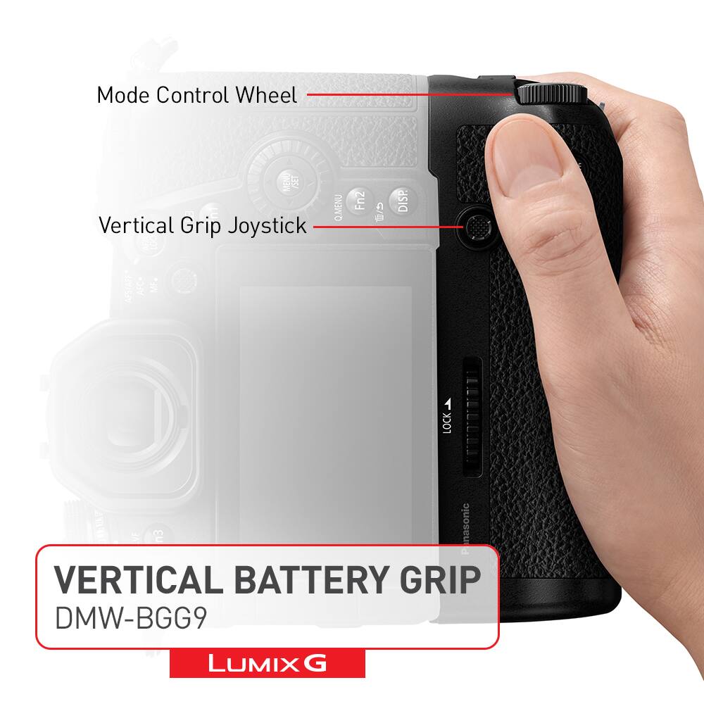 Mode Control Wheel, Vertical Grip Joystick, VERTICAL BATTERY GRIP DMW-BGG9, LUMIX G