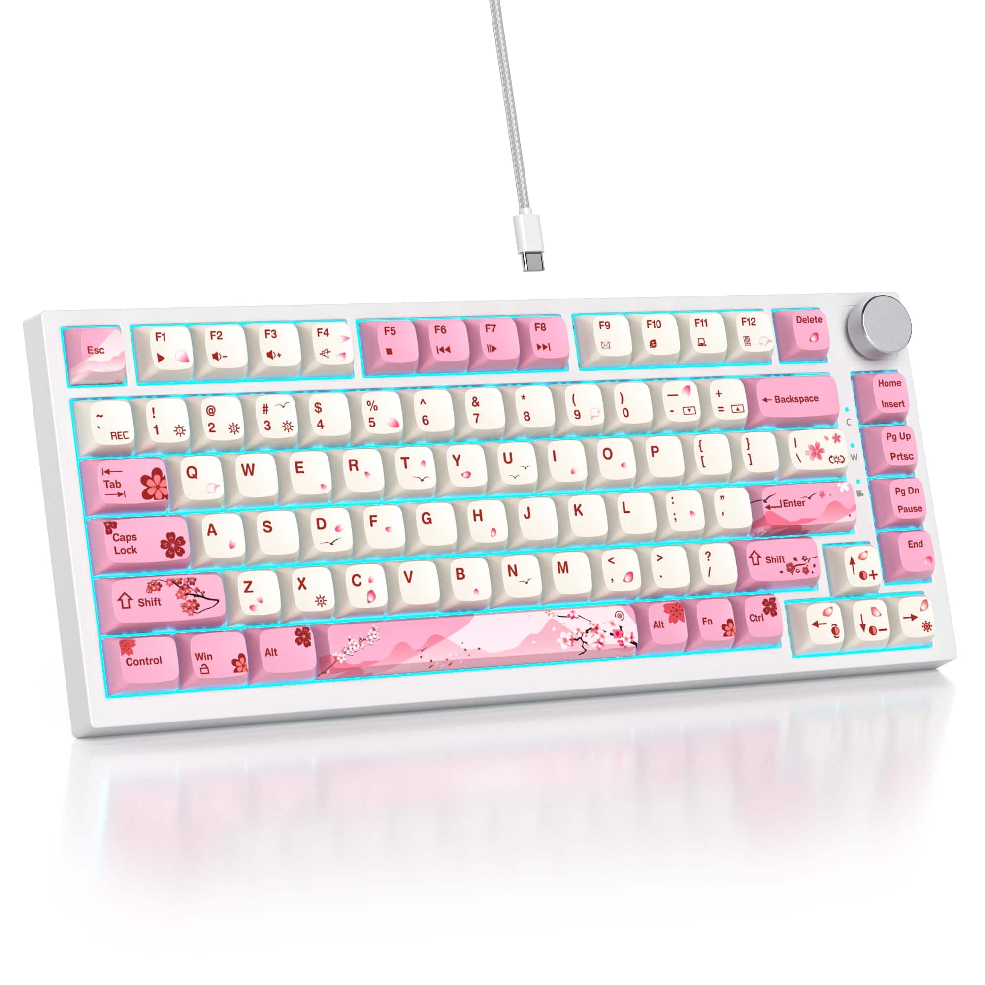 Empire DigiLabs - Tkl Wired Mechanical Rgb Backlit Gasket Mount Hot Swappable Gaming With Volume Knob Pbt Keycaps - Pink