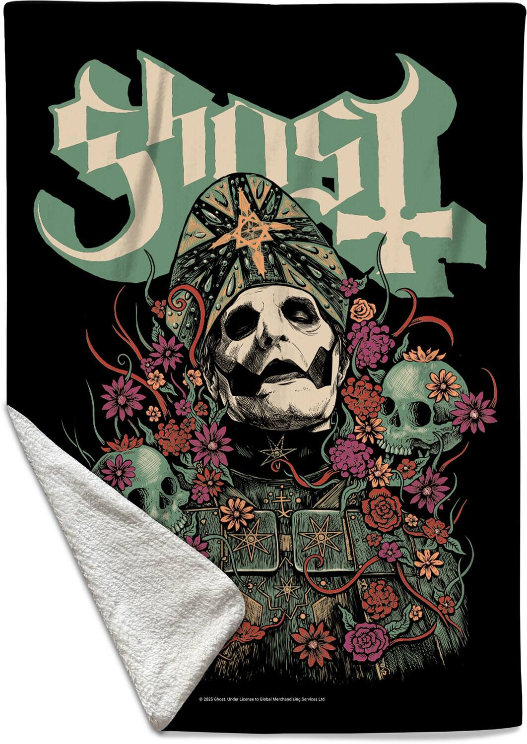 Sure, here is the corrected and grouped text from the image:

---

**Ghost**

© 2025 Ghost. Under License to Global Merchandising Services Ltd.

---