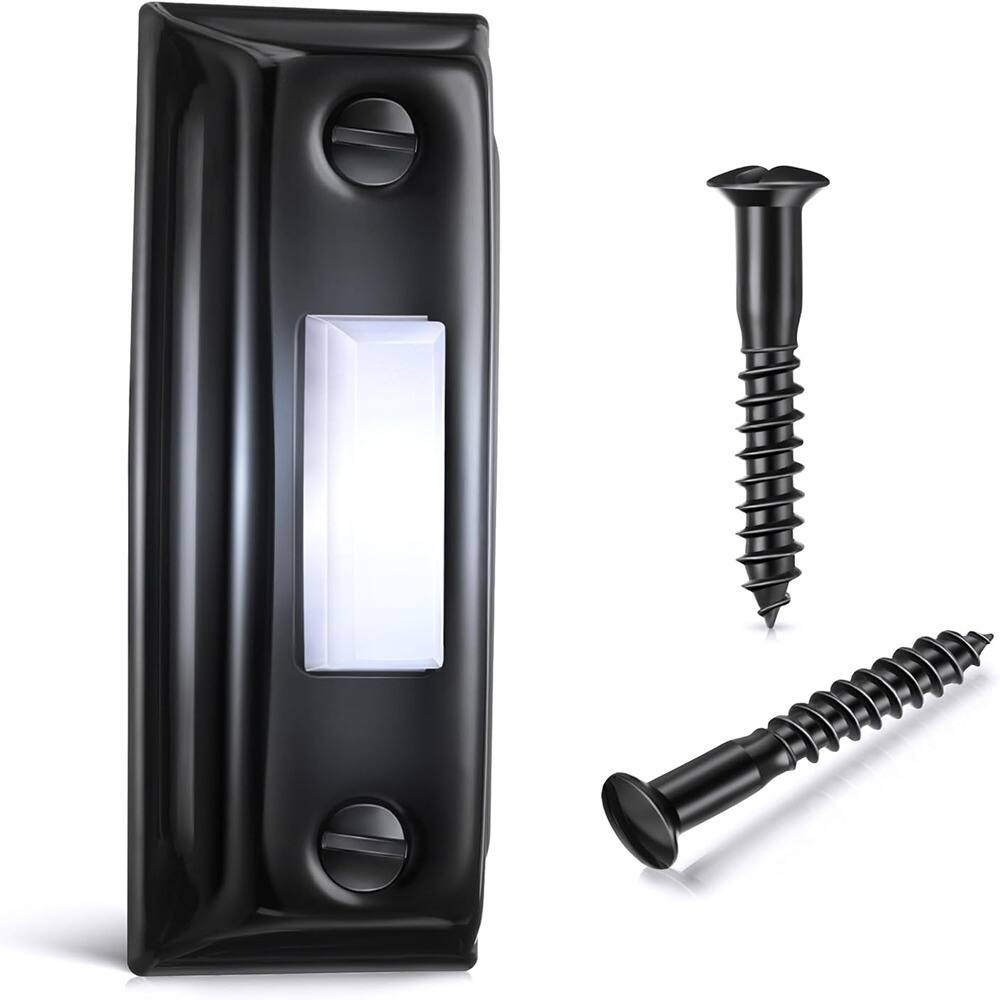 Schertz - Heavy Duty Metal Doorbell Push Buttons with Wired Button and LED Lighting - Black