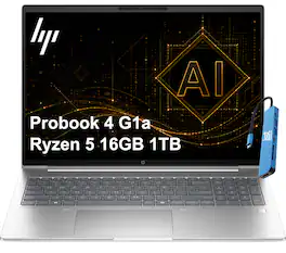 HP - Upgraded - ProBook 4 G1a 16" FHD+ Laptop - ProBook 465 - AI PC - AMD Ryzen 5 230 2025 - 16GB Memory - 1TB SSD - Backlit - Win 11Pro - Silver