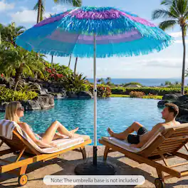 Mondawe - 6 FT Tiki Thatched Patio Beach Umbrella Push Button Tilt with Carrying Bag - Multicolor