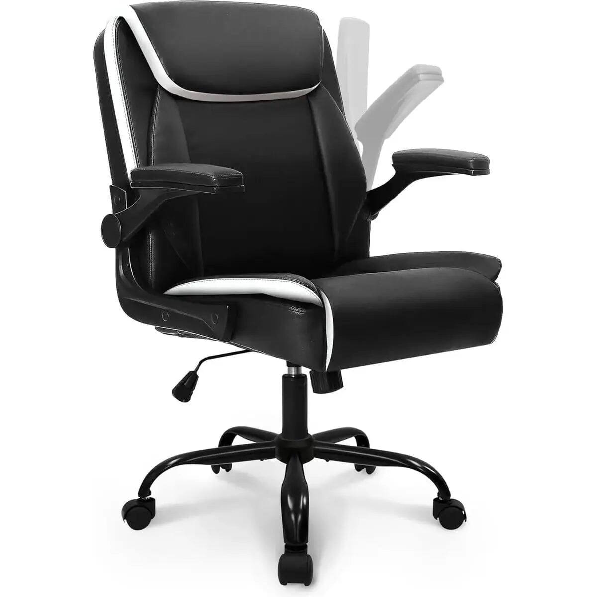 Alt View 6. Neo Chair - Big and Tall Leather Ergonomic Office Chair with Flip-Up Arms - Black.