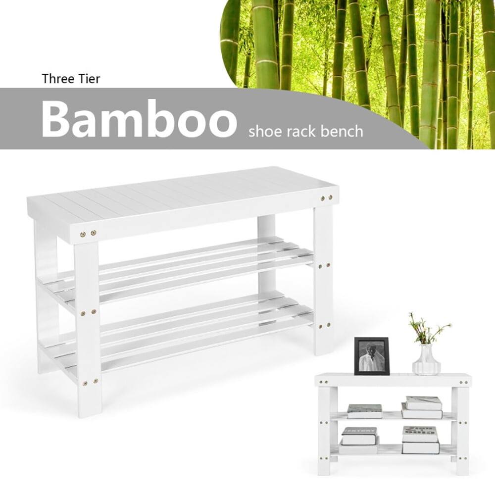 Three Tier Bamboo shoe rack bench