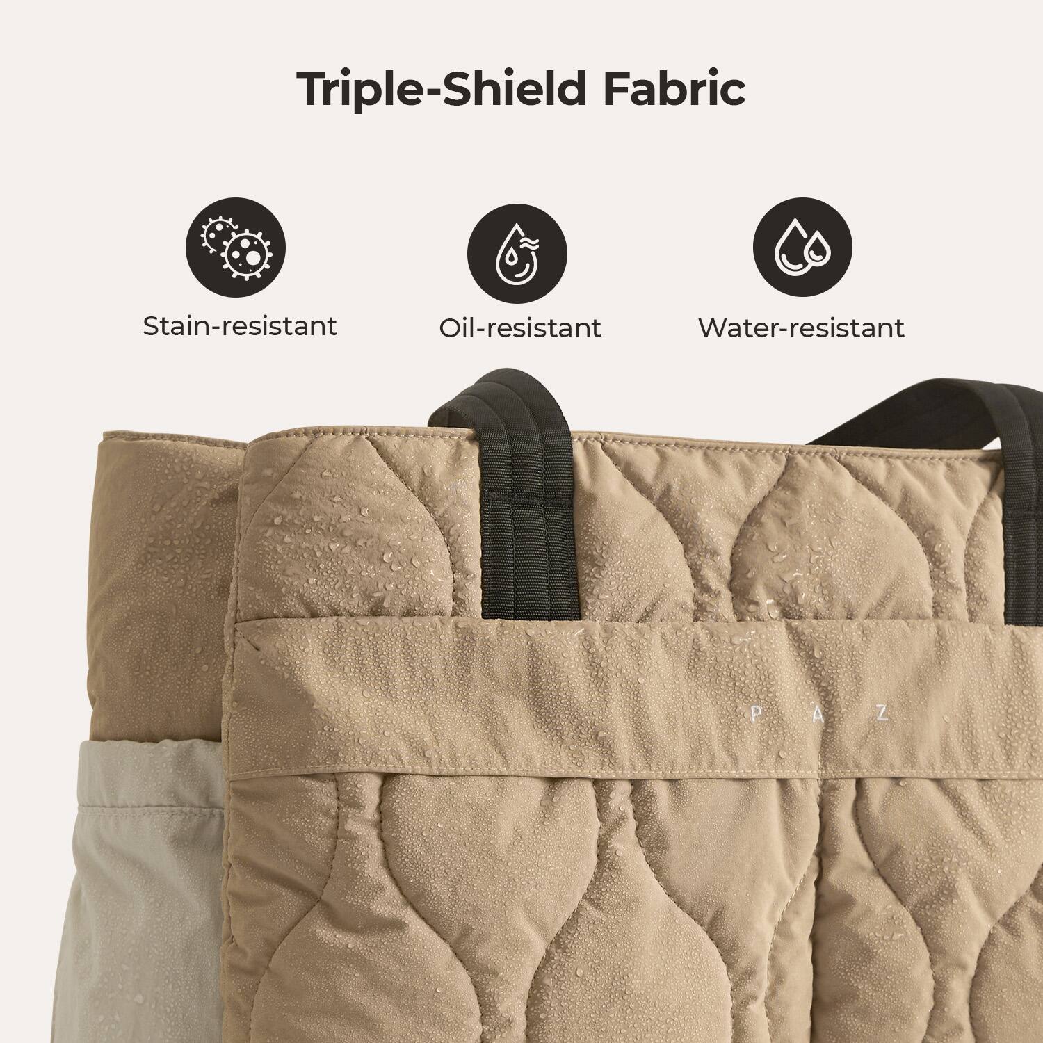 Triple-Shield Fabric

Stain-resistant
Oil-resistant
Water-resistant

PAZ