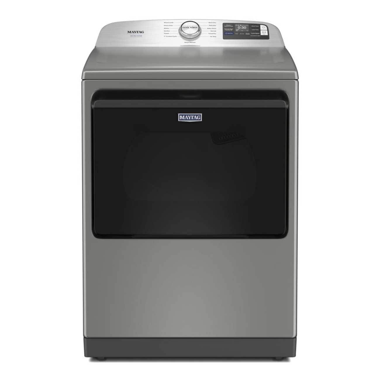Maytag - 7.4 Cu. Ft. Pet Pro Top Load Electric Dryer with Extra Power and Sanitize Cycle - Classic Silver