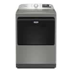 Maytag - 7.4 Cu. Ft. Pet Pro Top Load Electric Dryer with Extra Power and Sanitize Cycle - Classic Silver