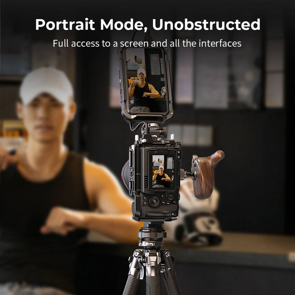 Portrait Mode, Unobstructed  
Full access to a screen and all the interfaces