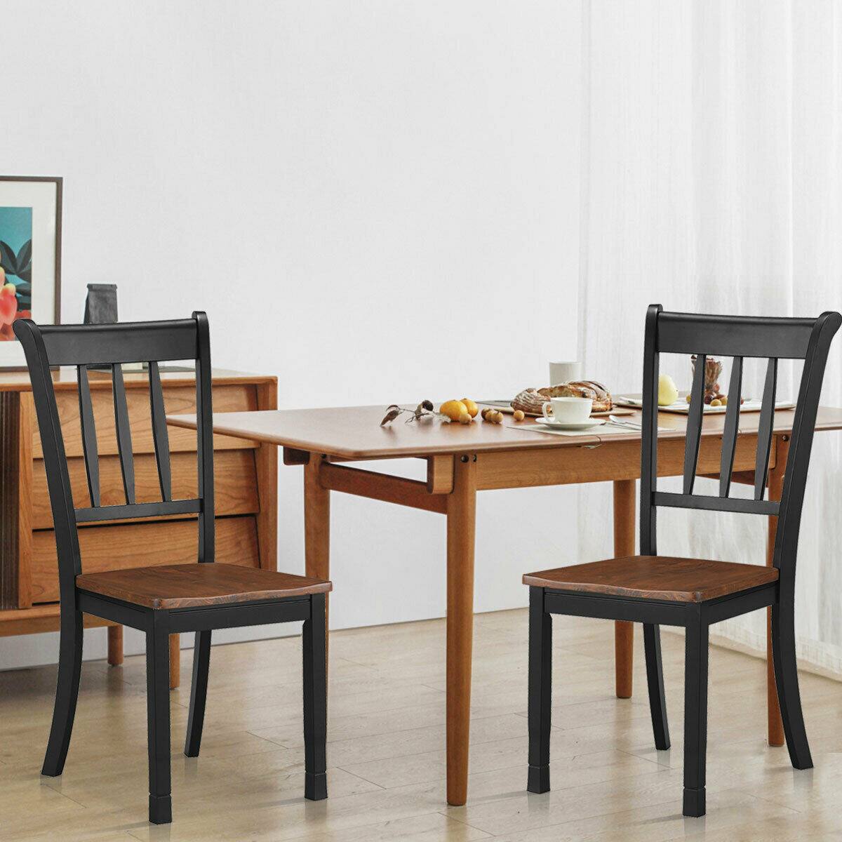 Alt View 2. Gymax - Gymax 4PCS Wooden Dining Side Chair High Back Armless Home Furniture Black - Black.