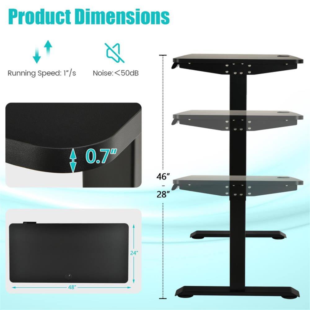 Product Dimensions  
Running Speed: 1"/s  
Noise: <50dB  

0.7"  
46" - 28"  
24"  
48"