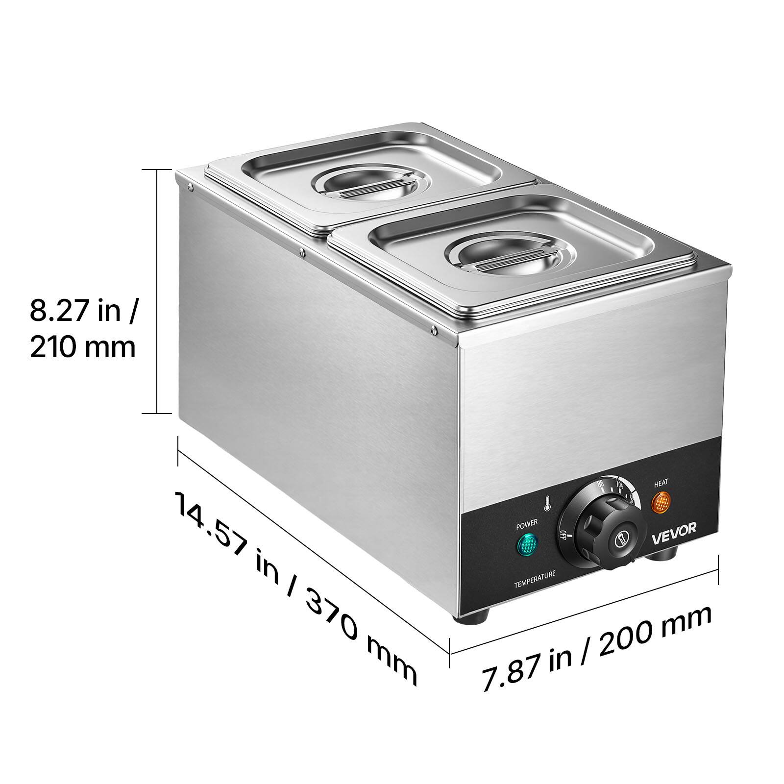 8.27 in / 210 mm  
HEAT 14.57 in / 370 mm  
POWER TEMPERATURE 7.87 in / 200 mm