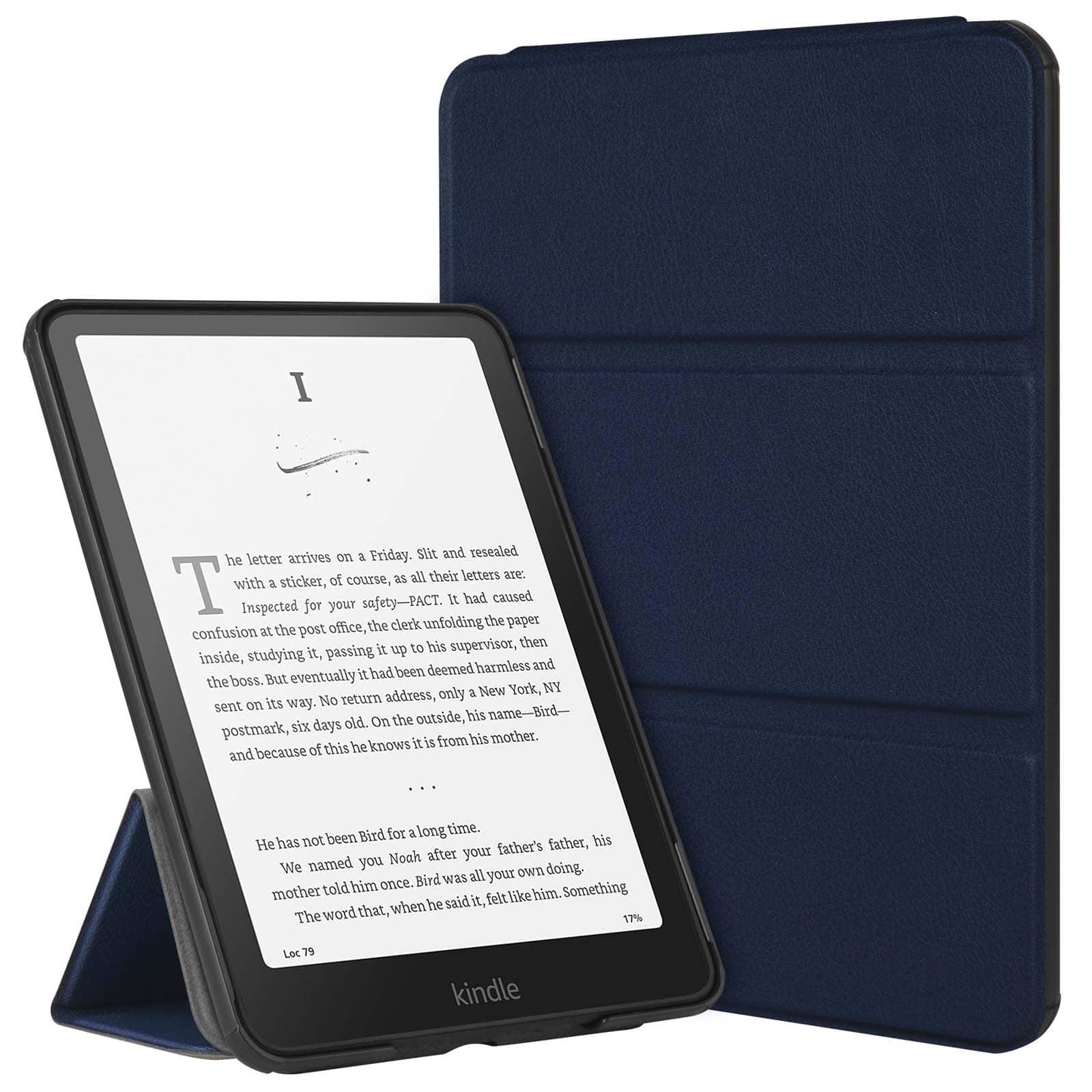 Dteck - For Amazon Kindle Paperwhite (2024)/Kindle Colorsoft Shockproof Magnetic Closure Flip Kickstand Case Auto Sleep/Wake - Darkblue