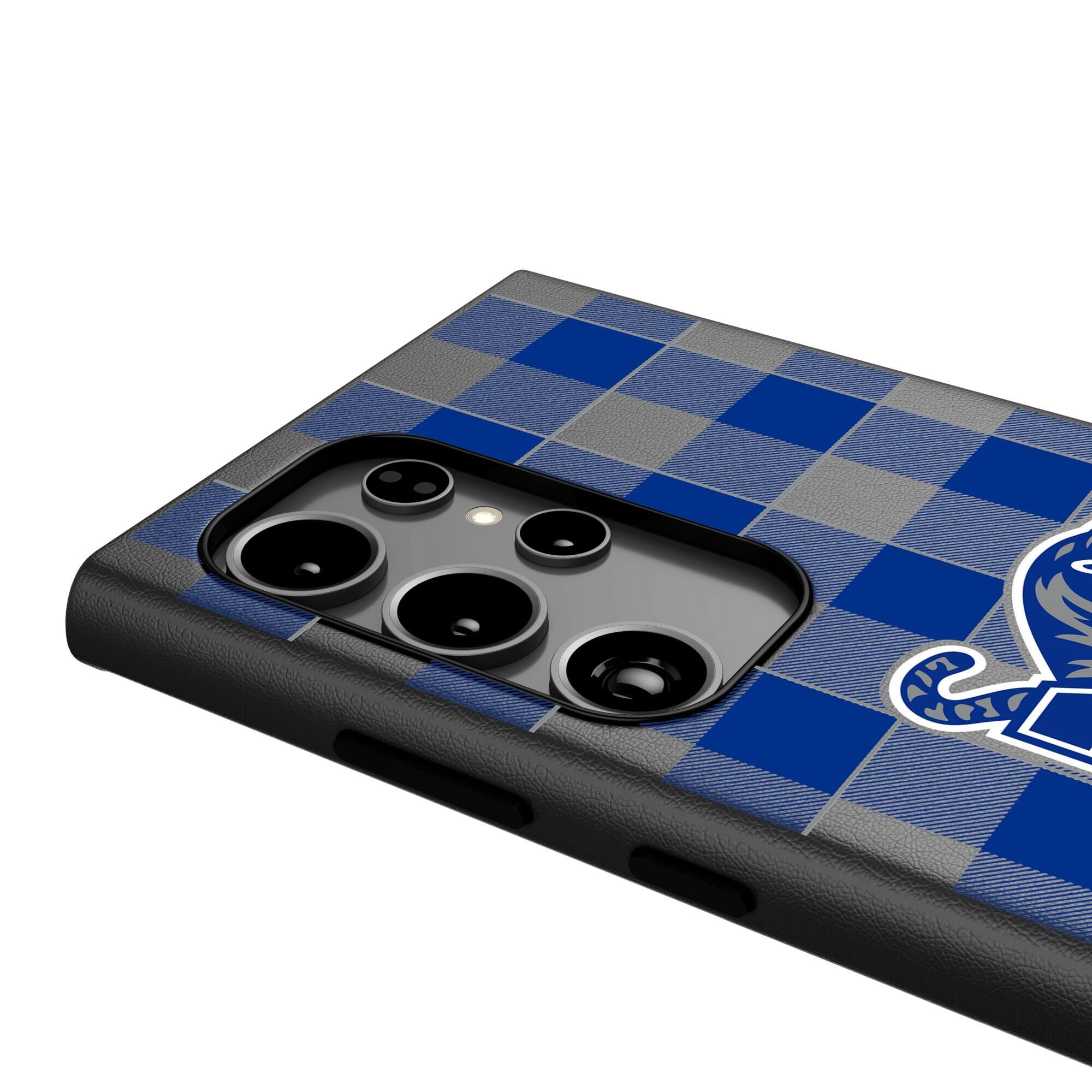 Alt View 3. Keyscaper - Memphis Tigers Plaid Galaxy Magnetic Bump Case - S25 - Black.