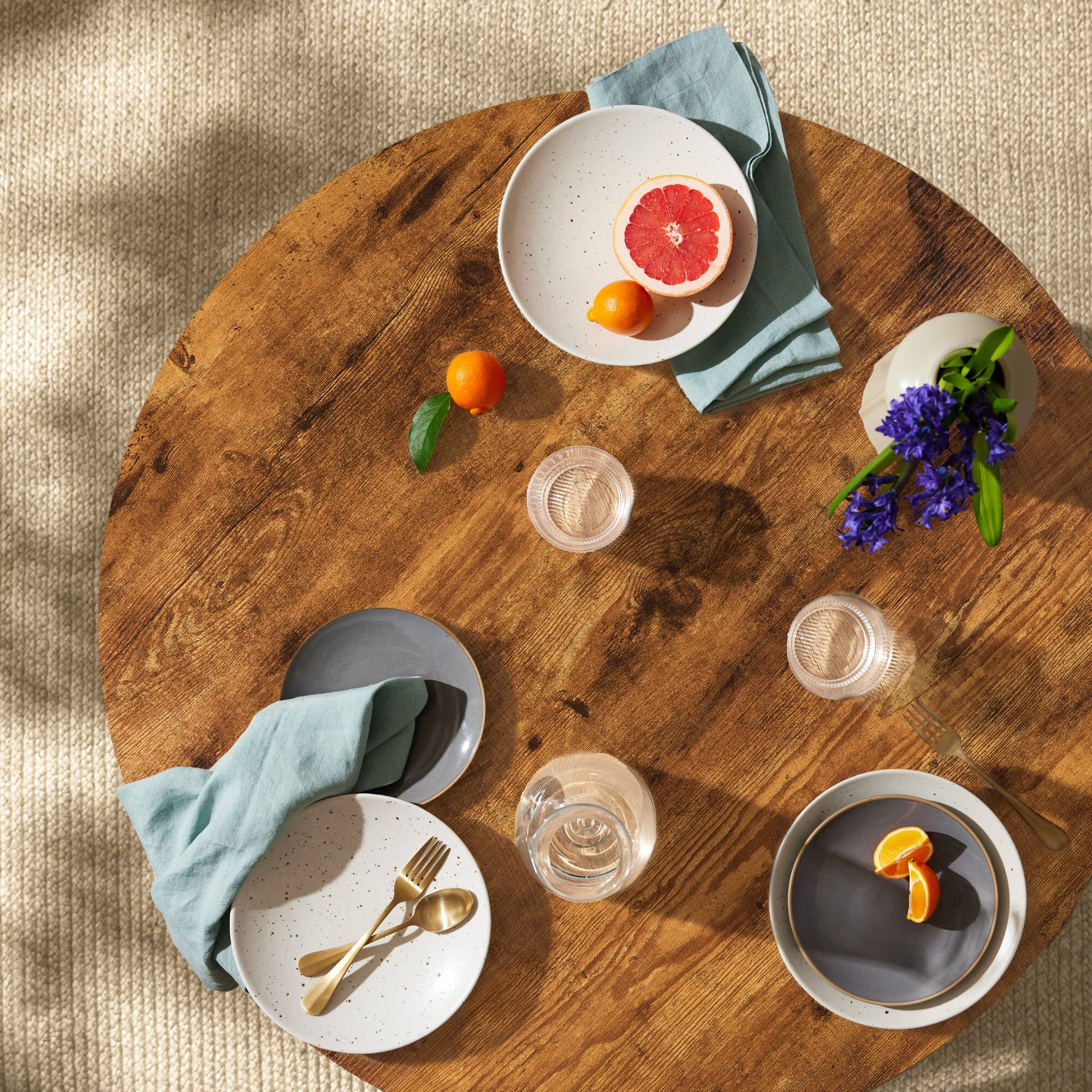 Alt View 3. Best Choice Products - Round Mid-Century Modern 35.5in Dining Table, Dinette for Home or Kitchen w/Wood Finish Steel Legs - Brown.