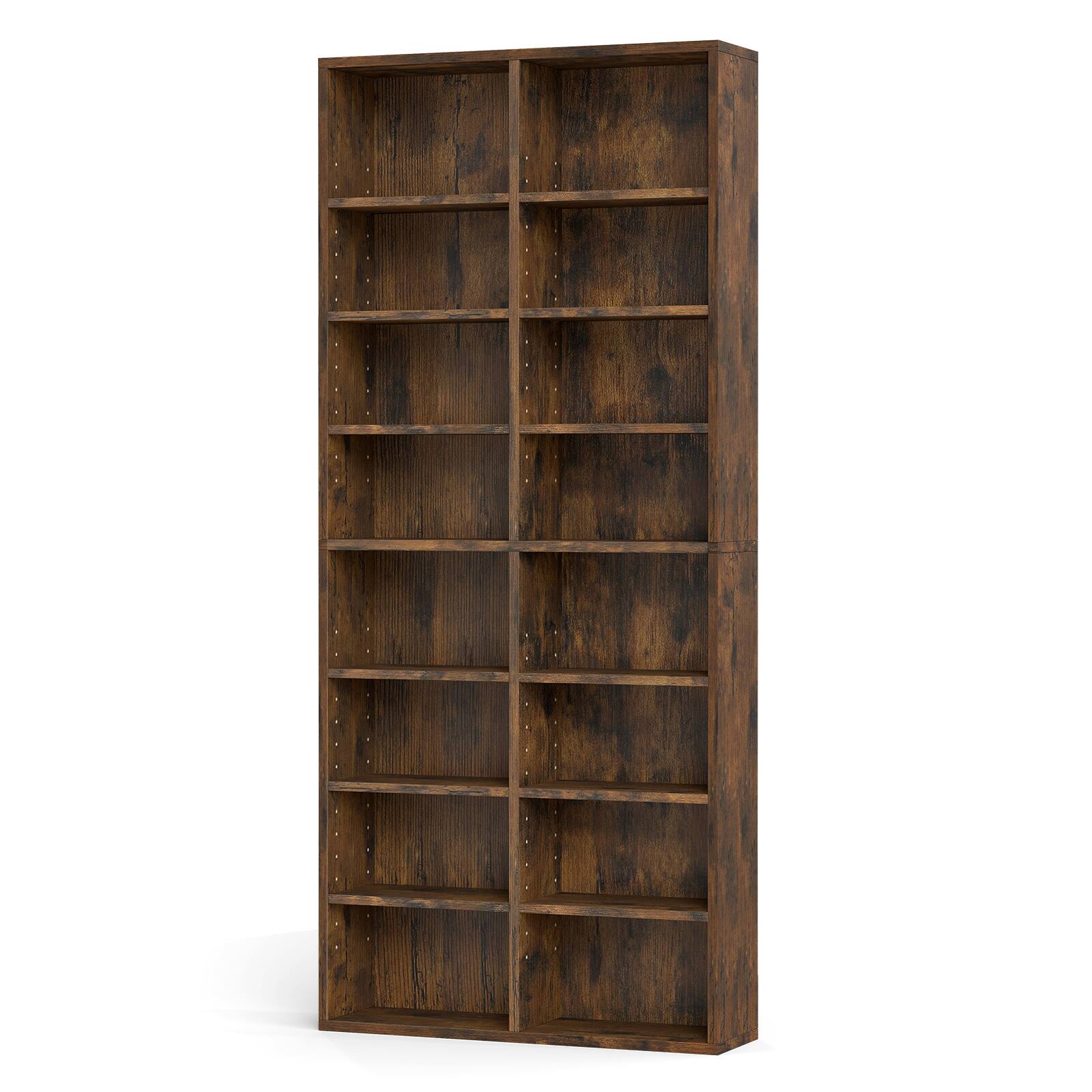 Alt View 1. Costway - Costway 1 PCS 16-Cube Bookcases CD Storage Rack 54" Freestanding Display Cabinet with 12 Adjustable Shelves - Brown.