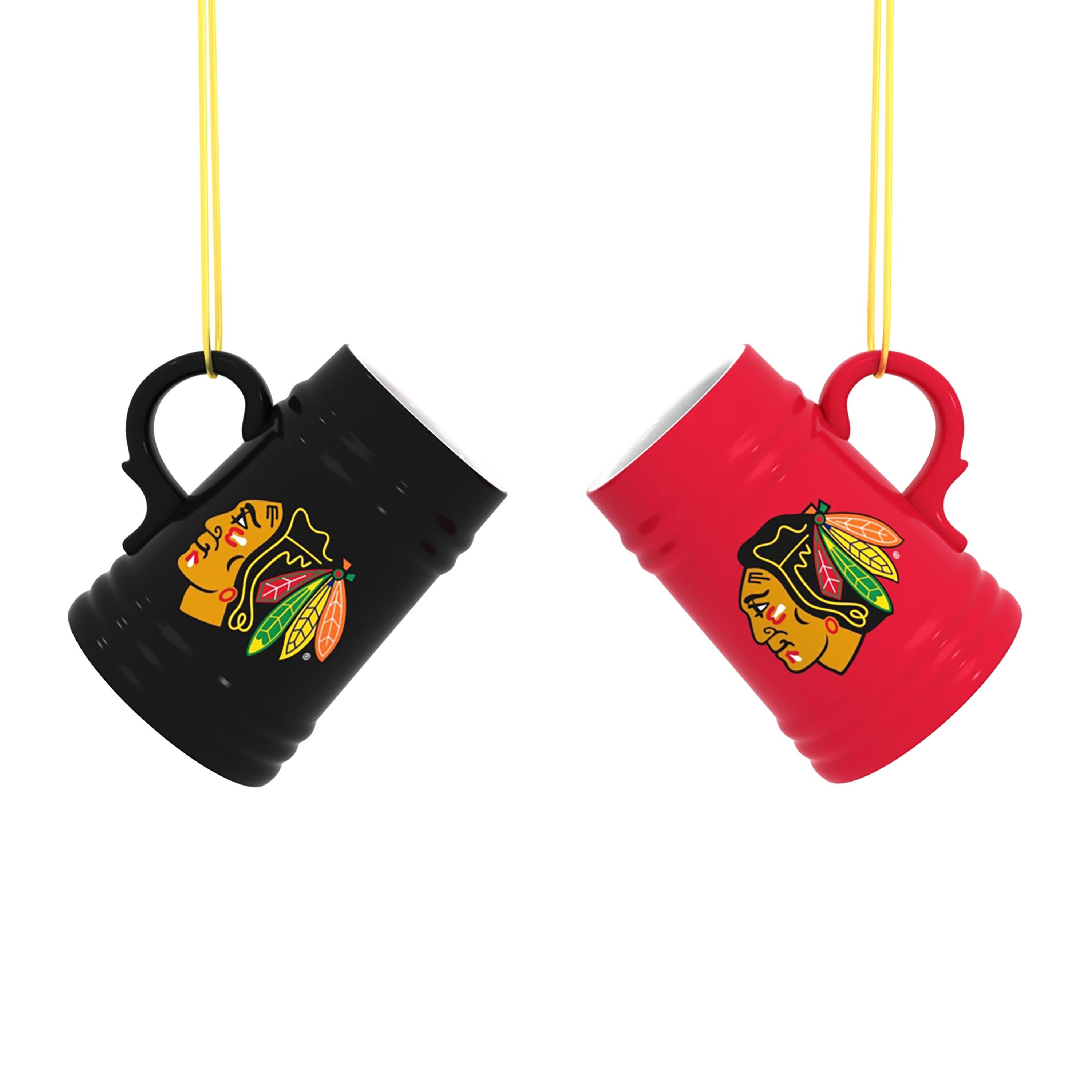Front. Evergreen Enterprises - Chicago Blackhawks Two-Pack 3" Mini Stein Ornament Set - Multicolor.