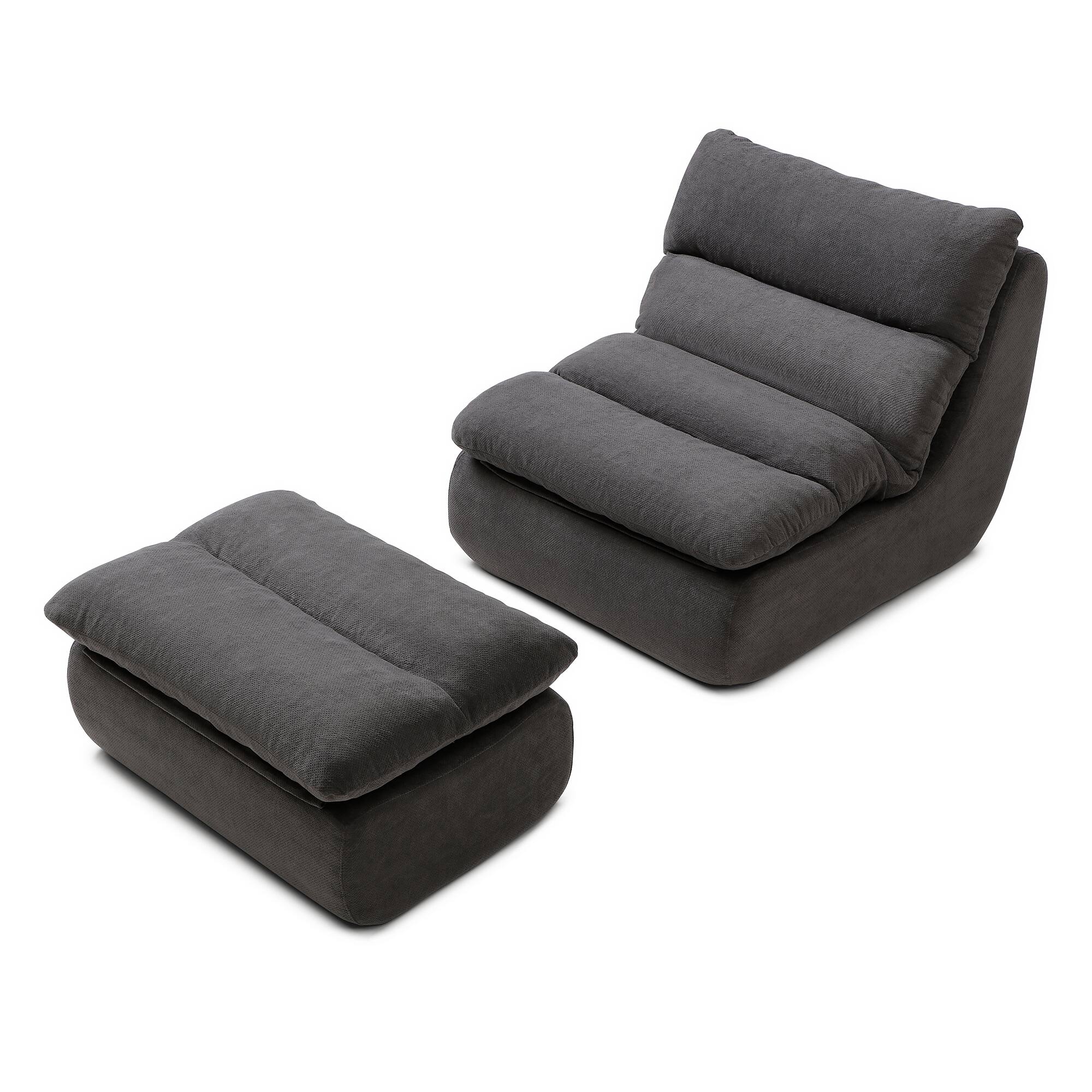 Alt View 4. LOVMOR - 32 Inch Cotton Bean Bag Chairs For Living Room Bedroom Dorm Indoor Lounge Seating Comfort Supportive Room Home - Grey.