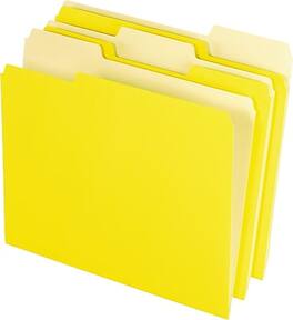 Pendaflex - Two-Tone File Folder, 3 Tab, Letter Size, 100/Box - Yellow