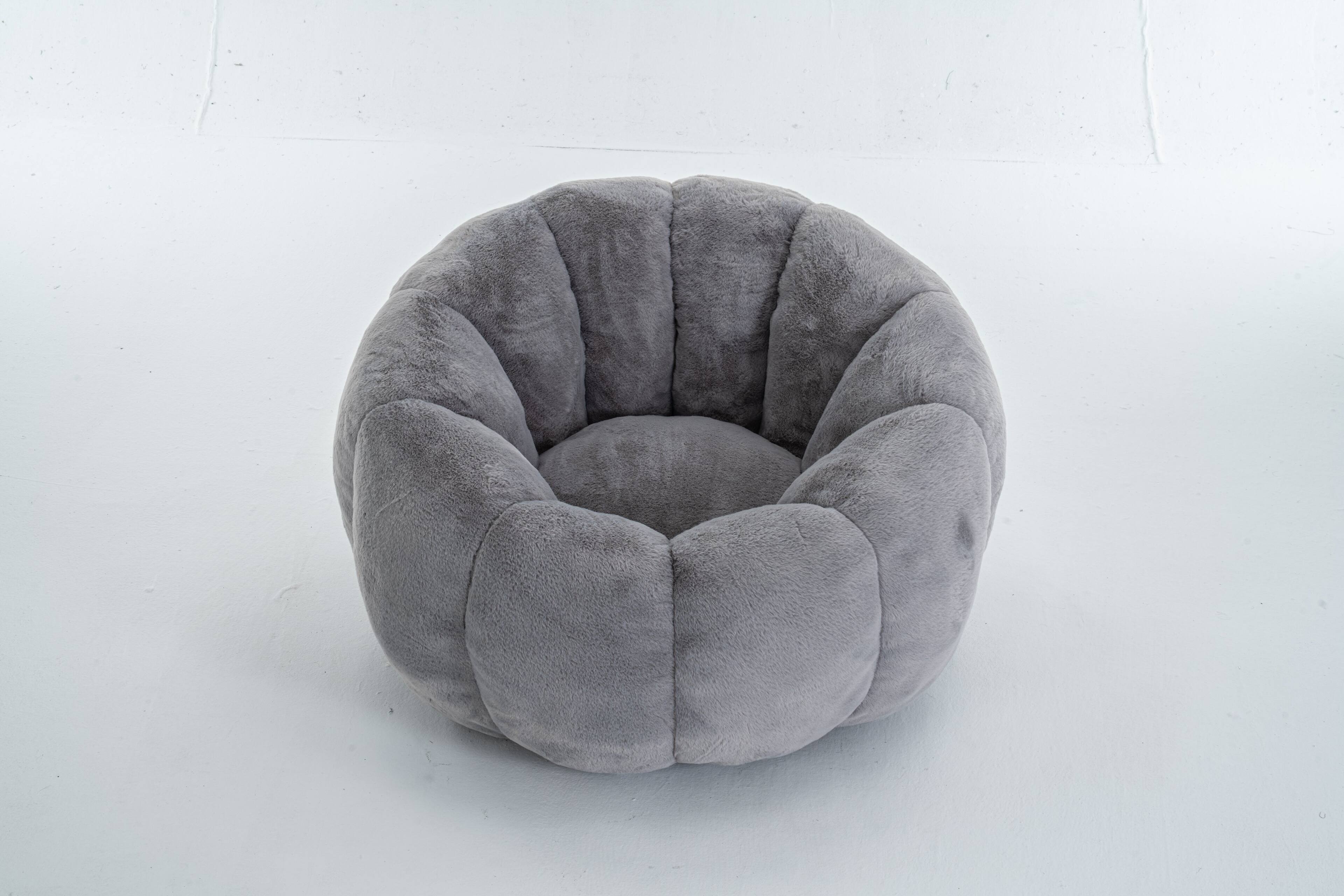 Alt View 8. LOVMOR - Large Faux Fur Bean Bag Chairs For Living Room Bedroom Reading Plush Cozy Ultra Relaxing Indoor Lounge Seating - Gray.
