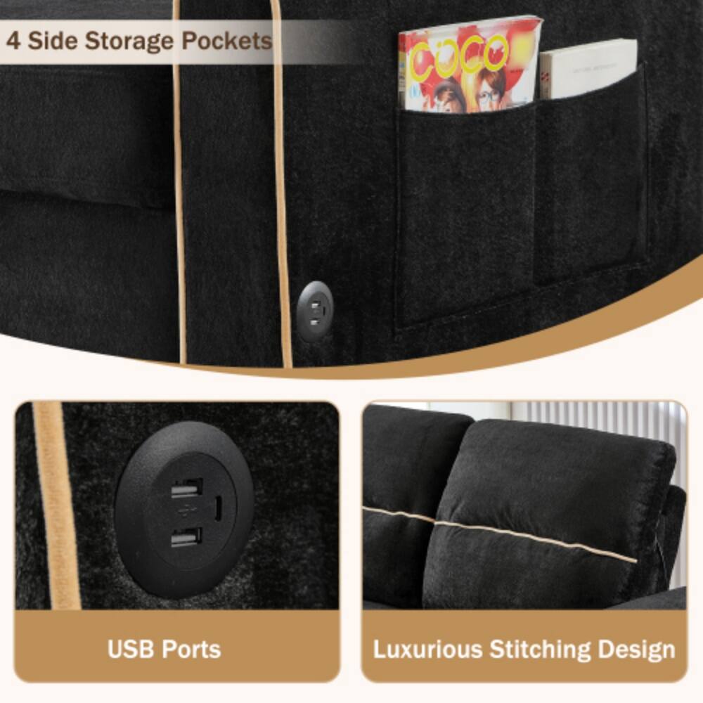 4 Side Storage Pockets  
COCO USB Ports  
Luxurious Stitching Design