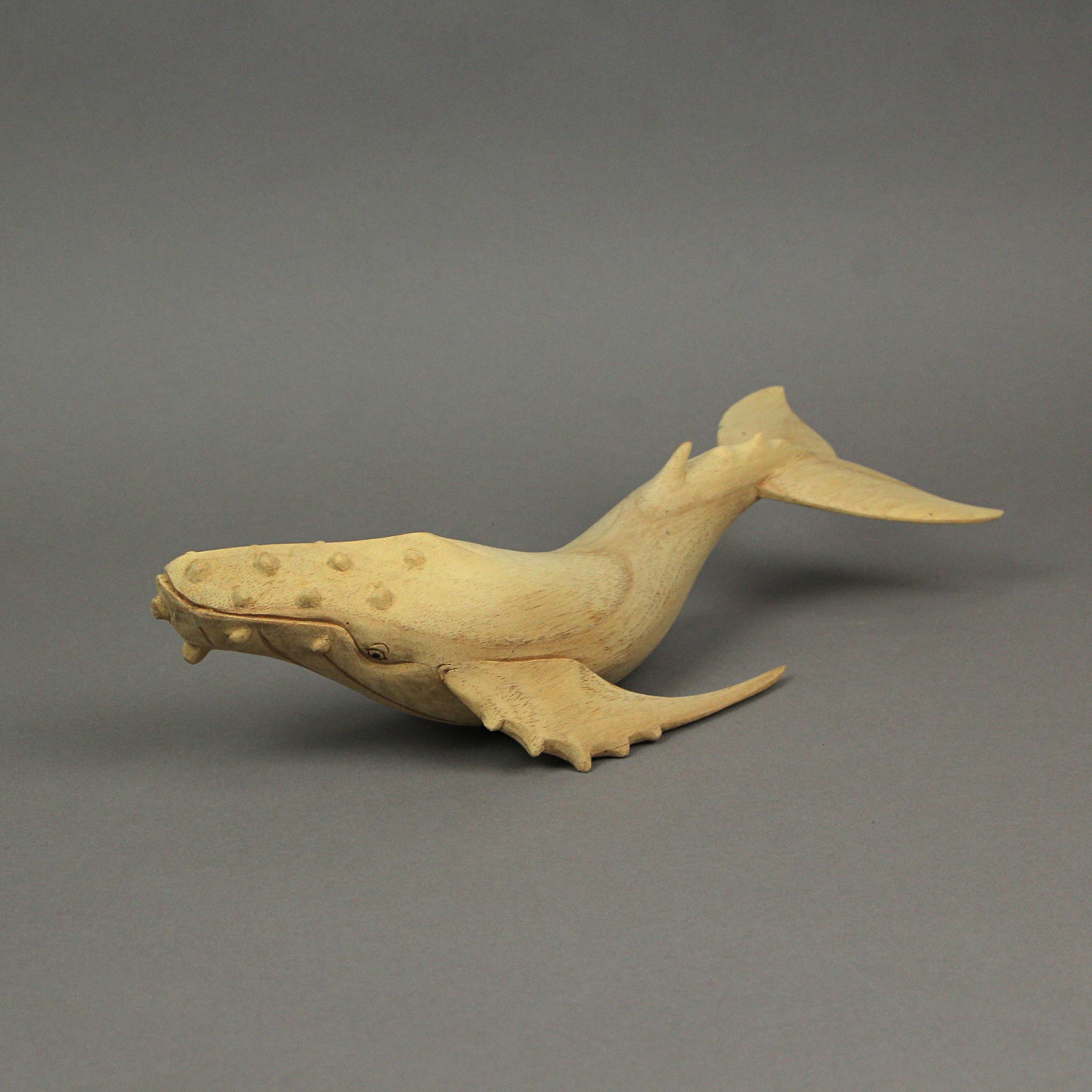 Alt View 3. Things2Die4 - 12" Hand Carved Humpback Whale Wooden Sculpture, Nautical Coastal Decor Figurine - Brown.