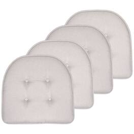 Sweet Home Collection - Solid Color U Shaped Memory Foam 17" x 16" Chair Cushions, 4-Pack - Light Gray
